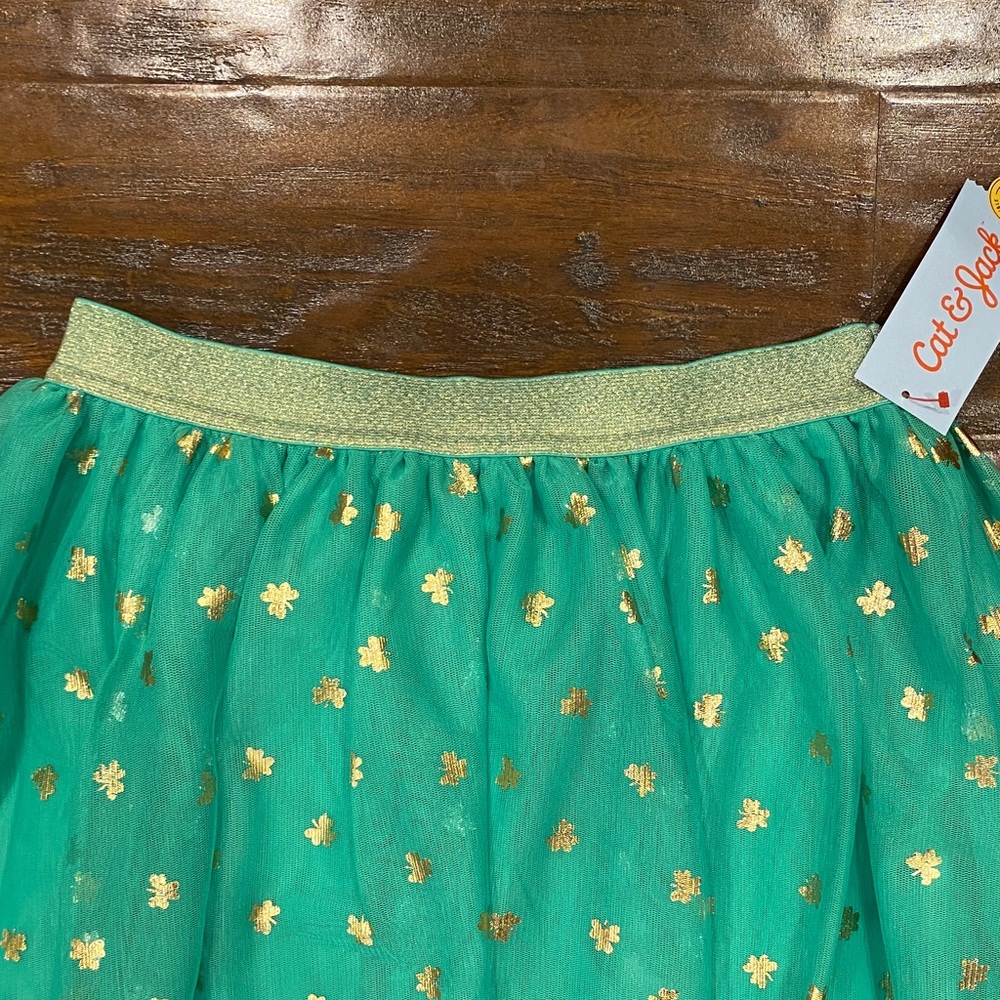 Cat & Jack Green Skirt with Gold Floral Design - Picture 3 of 6
